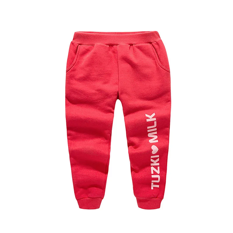 THREEGUN X Tuzki/детские штаны Тренировочные штаны-шаровары для мальчиков и девочек, хлопковые бархатные теплые детские брюки детские плотные брюки - Цвет: Rose