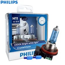 Philips Crystal Vision H11 12V 55W PGJ19-2 12362CVSM 4300K яркие белые автомобильные галогенные фары противотуманные автомобильные лампы(двойная упаковка