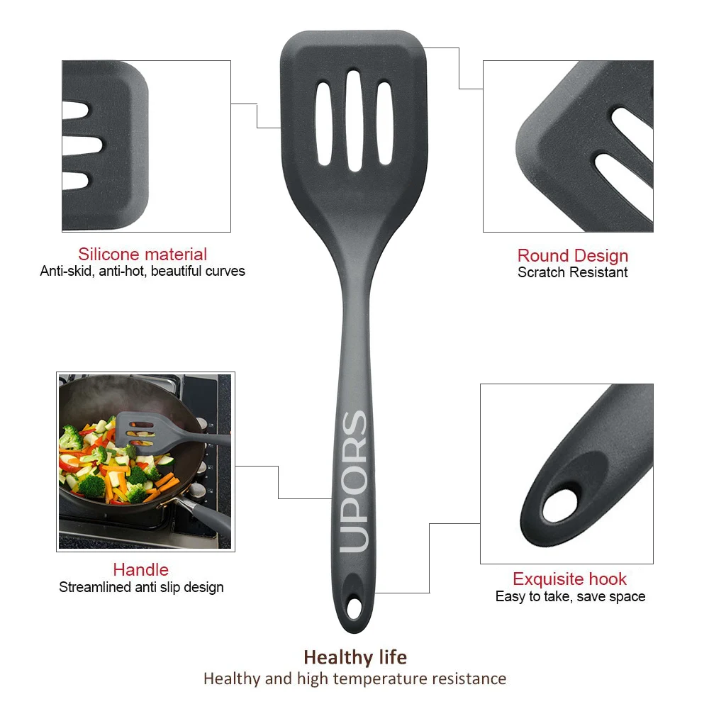 UPORS 10pcs Non-Stick Silicone Kitchen Utensil Set Heat Resistant Kitchen Cooking Tool Set Baking Utensils UPORS 10pcs Non-Stick Silicone Kitchen Utensil Set Heat Resistant Kitchen Cooking Tool Set Baking Utensils