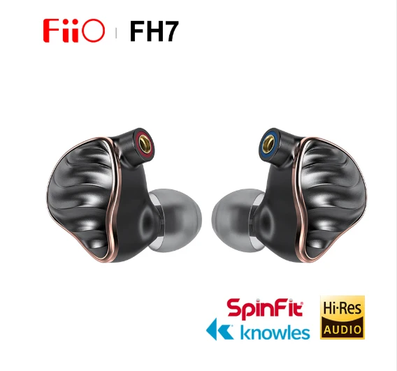 

FiiO FH7 HiFi Audio Hi-Res Beryllium PVD 5Driver (4 Knowles BA + 1DD) Hybrid Earphone with MMCX Detachable Cable