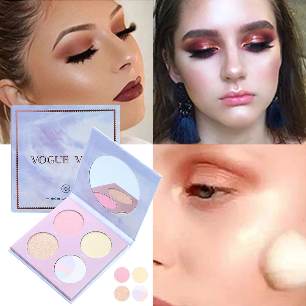 1SET 4 Color Glitter Makeup Bronzers & Highlighters Balm Matte Minerals