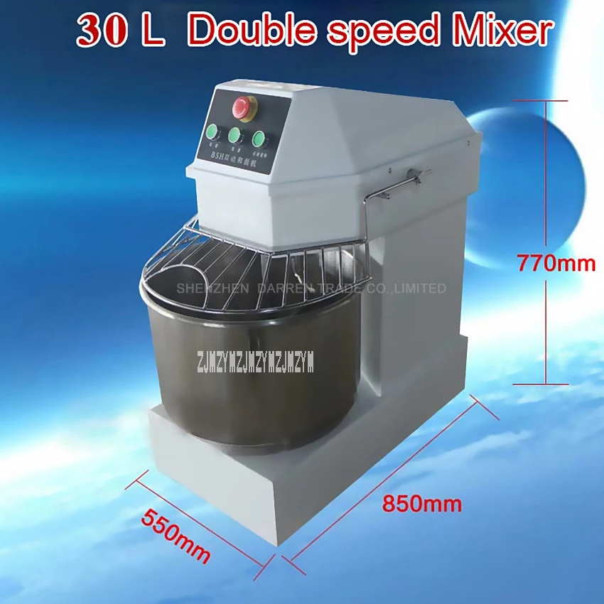 1 шт. 30L Емкость электрический миксер двухскоростноой миксер для теста миксер для еды коротковолновой муки шейкер из нержавеющей стали разминающая машина для теста HS30A