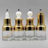 20ml clear Glass Essential Oil Bottle With shiny gold dropper lid or press cover.Oil vial.cosmetic essential oil container