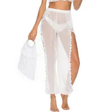 Сексуальное бикини, женские купальники, сетчатые, раздельные, с кисточками, брюки, купальник, прозрачные, пляжные, длинные, вечерние, купальный костюм