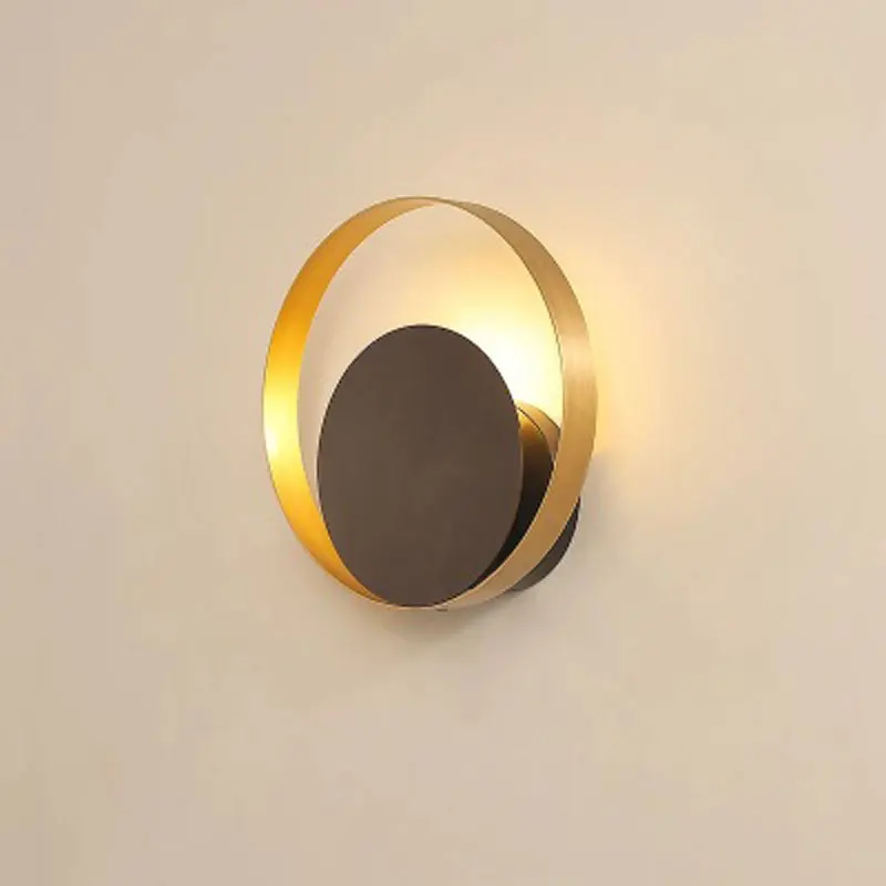 

Modern brass round indoor wall light bedroom bedside hotel corridor copper LED wall lamp