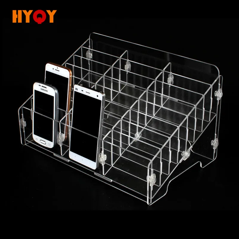 

HYQY Mobile Phone Storage Box Multipurpose Multi-cell Transparent Mobile phone Safe Box Mobile Phone Repair Shop Display Stand
