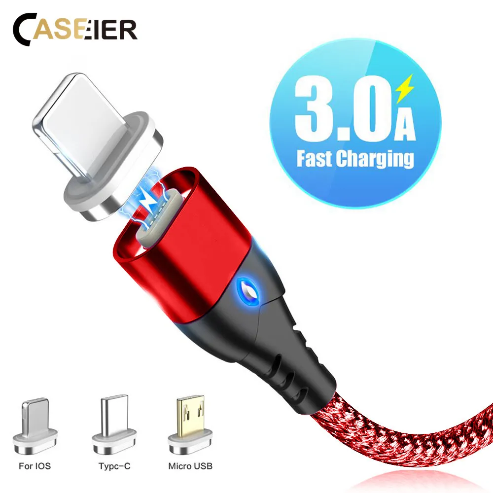 Магнитный кабель CASEIER для iPhone samsung huawei Xiaomi быстрая микро-usb зарядка Кабели usb type-c