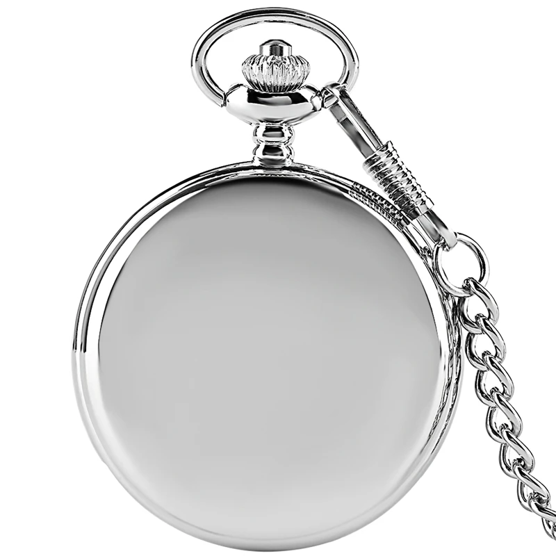 Новая Мода Гладкие серебряные металлические карманные часы кварцевые часы Colar Круглый Циферблат Аналоговые 30 см цепочка подарки часы Masculino Прямая