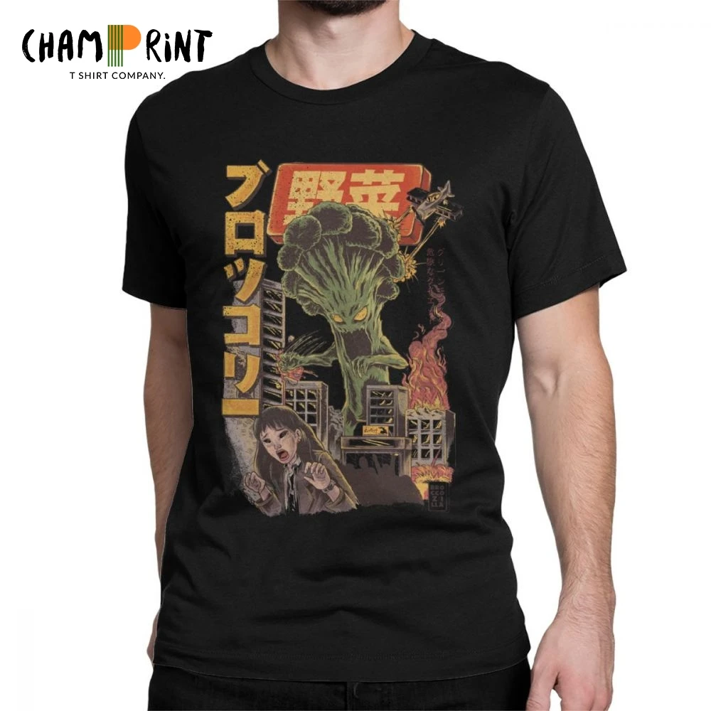 

2019 Giant Mushrooms Monster Clothes Demon Broccozilla T-Shirts for Men Broccoli Funny Japanese Anime T Shirts Evil Kaiju Tees