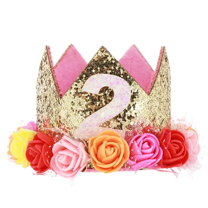 С Днем Рождения Детские вечерние Шапки декоративная крышка 1/2 один день рождения шляпа Princess Crown 1st 2nd 3rd лет количество детей принадлежности для волос - Цвет: 2