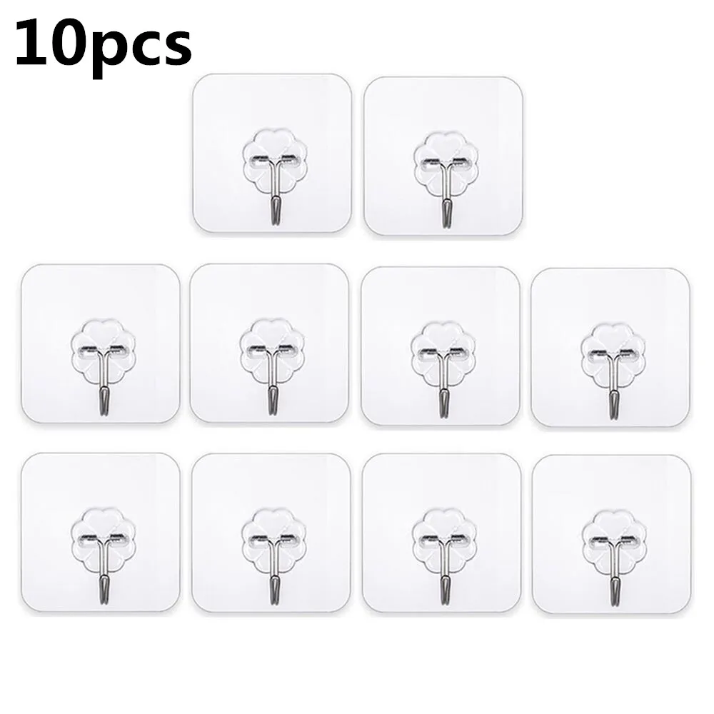 

10pcs Adhesive 15kg Wall Hooks Waterproof Reusable for Hats Clothing Bags Towel Wall Hangers for Home Bathroom kitchen Wall