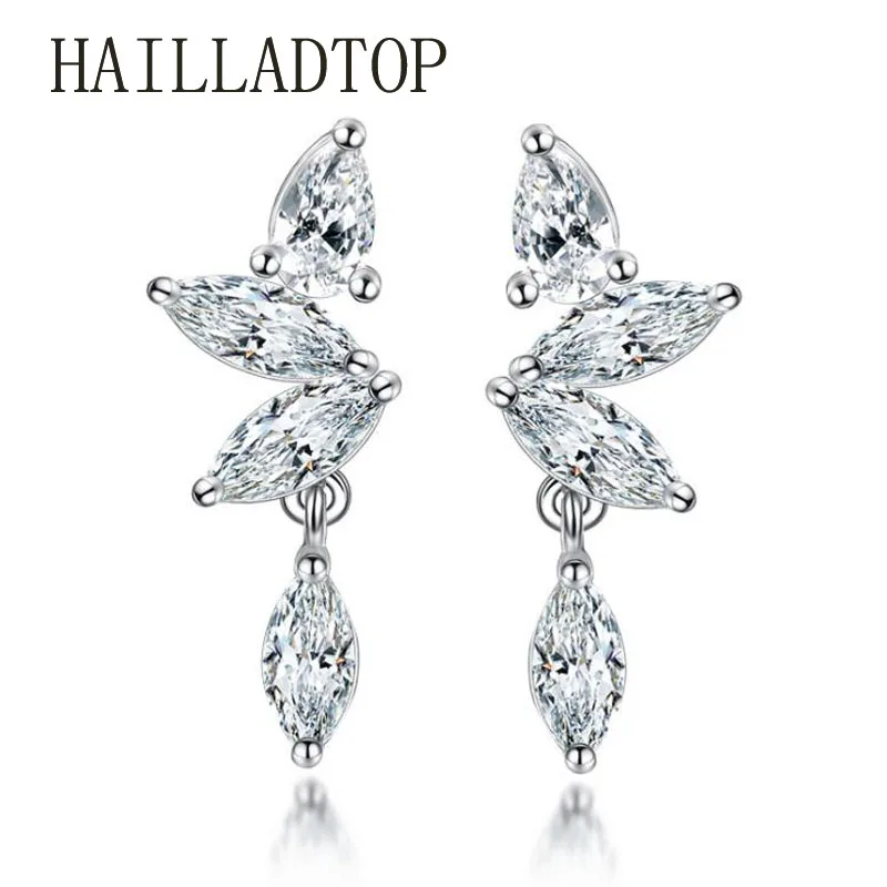 Female Fashion Silver font b Jewelry b font Earrings font b luxury b font AAAAA Zircon