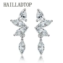 Female Fashion Silver Jewelry Earrings luxury AAAAA Zircon Crystal Earrings Girls Jewelry Stud Earrings Exquisite Gift