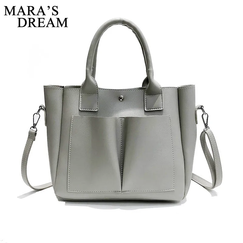 

Mara's Drea 2019 Spring New Simple Large-capacity Pu Leather Handbags Wild Solid Color Shoulder Bag Portable Messenger Bag