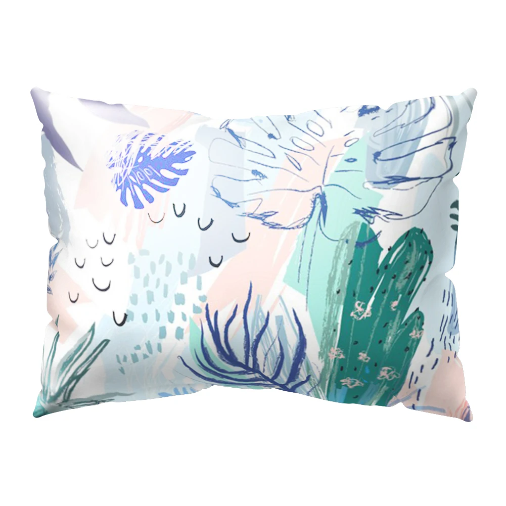 

New arrival Emulation Silk Satin Pillowcase Single Pillow Cover Multicolor Leaf flower printed design pillow case drop shipping