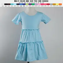 OEM сервис заводская цена, модная детская модель, повседневная одежда для маленьких девочек, дизайн, детское Хлопковое трикотажное платье с оборками для девочек