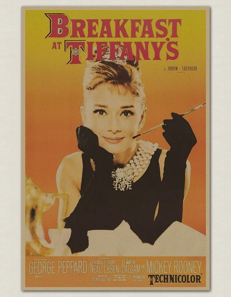 Одри Хепберн часть винтажная Ретро Матовая крафт-бумага античный плакат Настенная Наклейка домашний декор