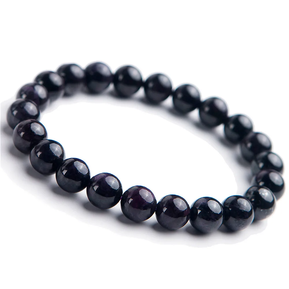 

Genuine Gems Bracelet Elastic Natural 8.5mm Sugilite Smooth Round Beads Stone Bracelet For Women and Men Purple Crystal Jewelry