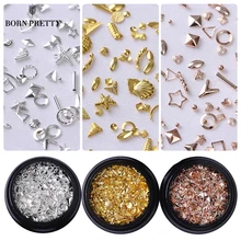 Звезда розового золота оболочки ногтей Шпильки заклепки круглый квадратный океан Типсы Маникюр 3D дизайн ногтей украшения