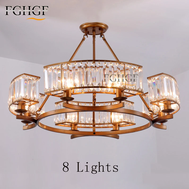 

Vintage Crystal Chandelier Light Restro Round Chandelier Lamp Fixture Lustres de cristal for Living Room Kitchen Bedroom