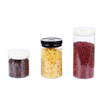 

3pcs Glass Container Sealed Portable Durable Moistureproof Glass Container Glass Canister For Snacks Spice Grain