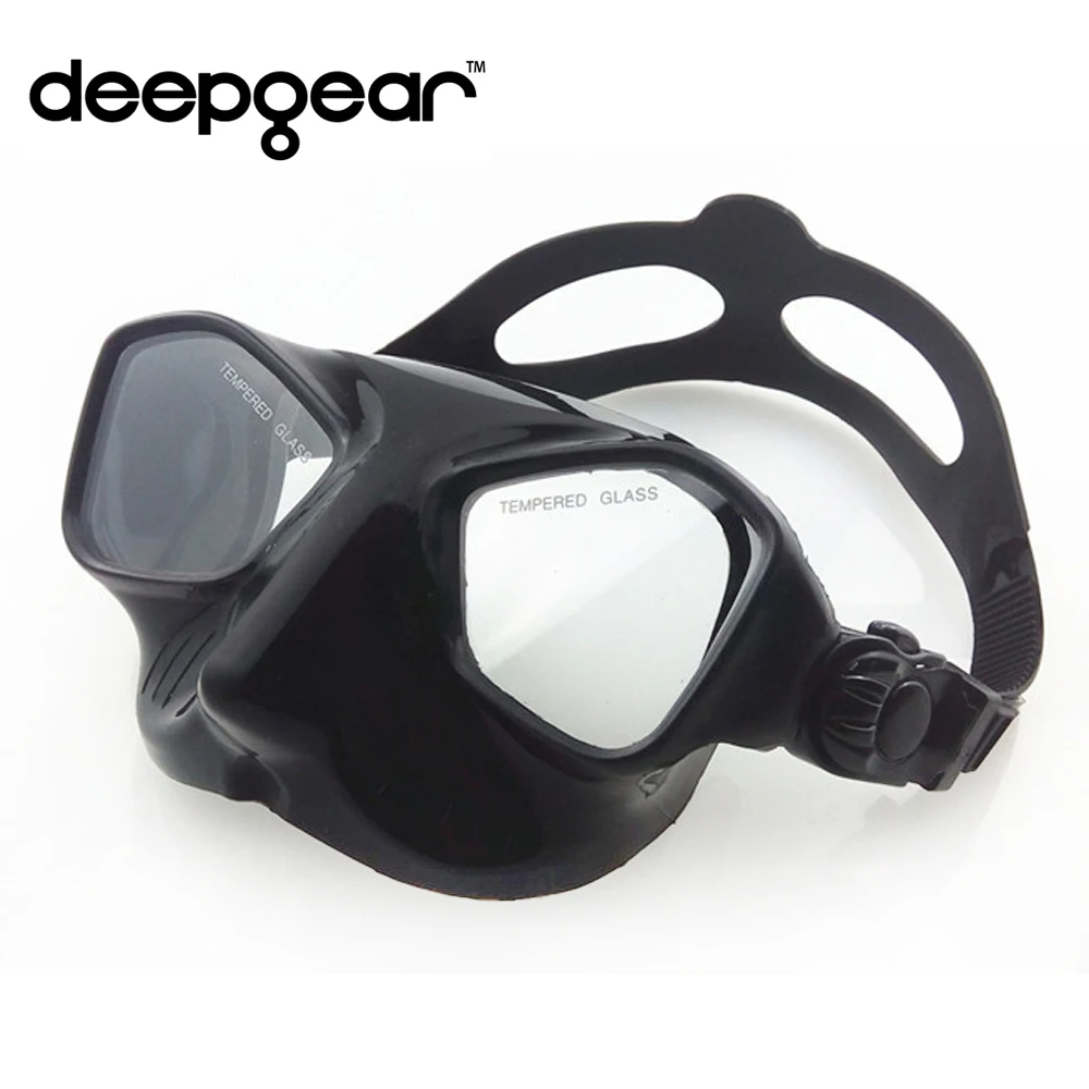 DEEPGEAR Extreme low volume spearfishing mask black silicon freediving mask  top spearfishing and dive gears tempered scuba mask