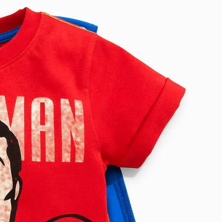 Новинка года; футболка для мальчиков; топы с накидкой; летняя футболка с короткими рукавами с суперменом и Бэтменом; одежда для маленьких мальчиков; Детский карнавальный костюм