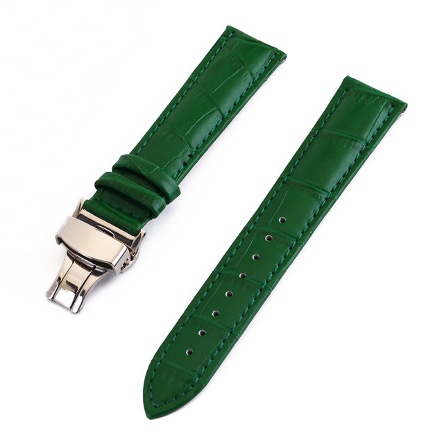 Pattern Watchstrap 12 13 14 15 16 17 18 19 20 21 22 24mm Genuine Leather Watch Band Metal Butterfly Buckle Wrist Belt