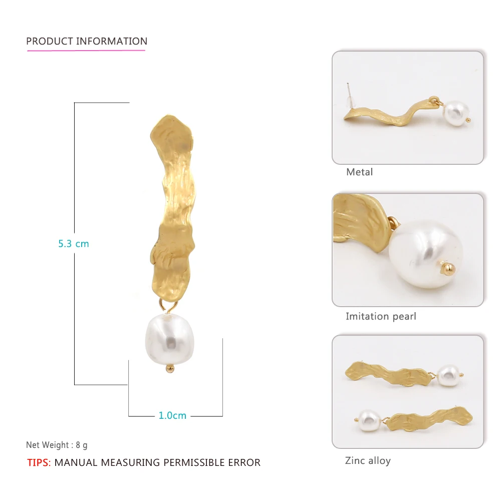 Vodeshanliwen ZA модные серьги в стиле бохо с золотым металлическим цветком Висячие серьги для женщин новые винтажные серьги с искусственным жемчугом Ювелирные изделия