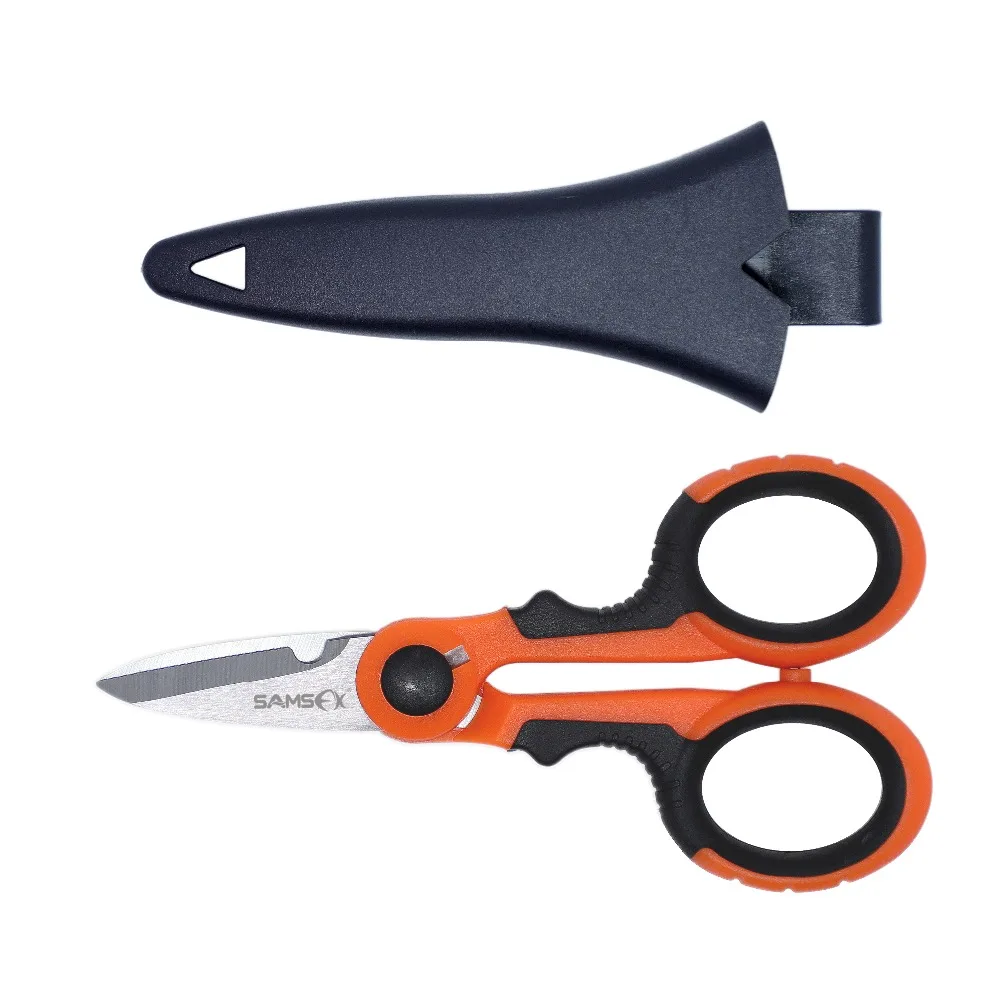 

SAMSFX Fishing Scissors Heavy Duty Braid Line Cutter Snip Clipper Storage Case Sheath Multifunction Portable Fishing Tools 5.7