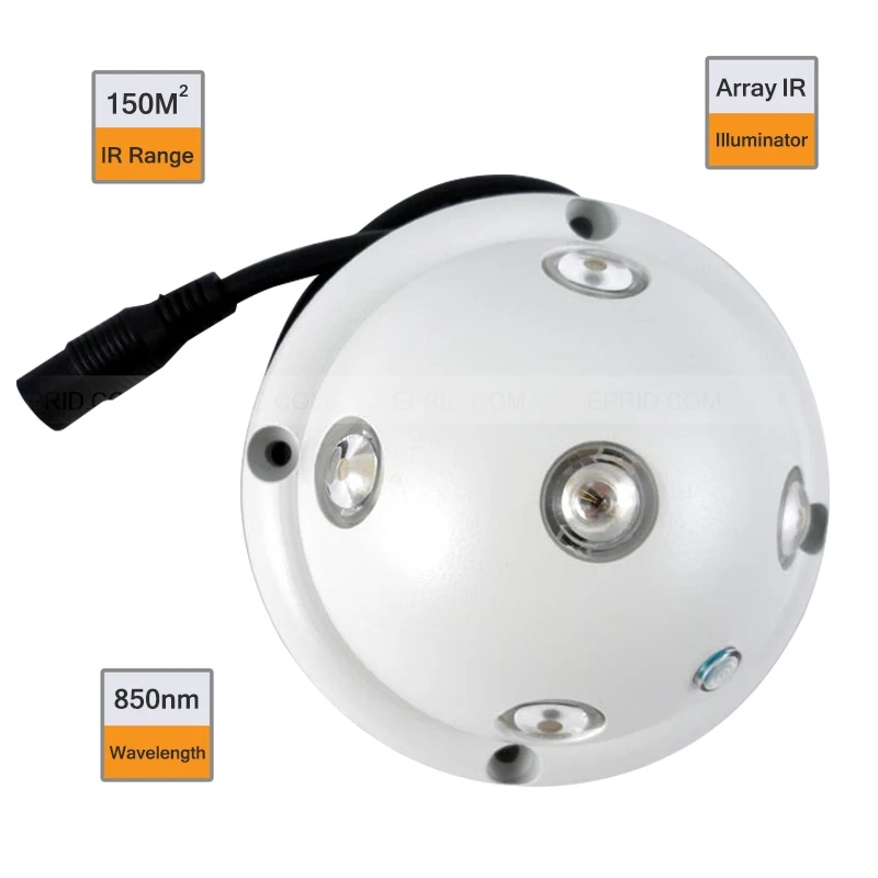 3.5" 5 Array IR LED 150 Sqm 850nm 4000mW Indoor Dome Illuminator Light