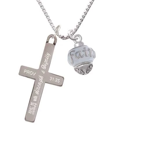 Faith on White Spinners - Strength and Dignity - Cross Necklace (1)