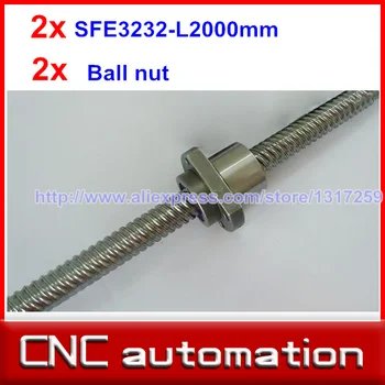 

SFE3232 2pcs Dia.=32mm High lead ballscrew 3232 -L 2000mm ball screw rail with 2pcs ballnut for CNC Machining Tool X Y Z Table