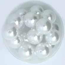 Venda quente 20 Pcs Cor Branco Plástico Acrílico Contas Imitação de Pérolas Redondas Contas de 20mm Diâmetro. (PS-BSG02-09WH)
