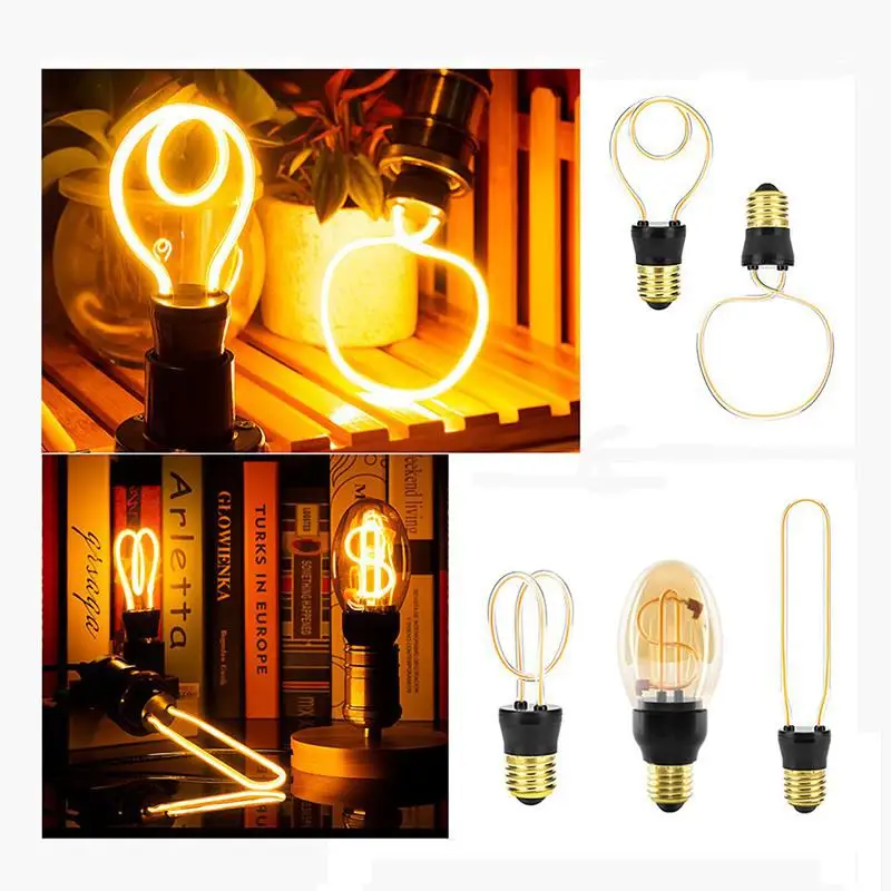 

LED Filament Bulb A60 ST64 G95 Vintage Edison LED Bulb E27 220V Antique Soft Novelty Lamp Spiral Unique Design Light