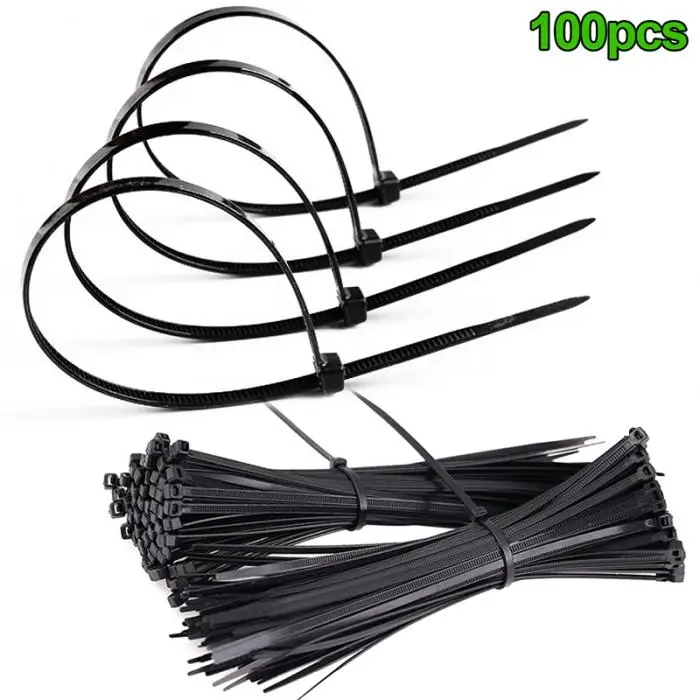 100pcs Fasten White Black Cable Wire Zip Ties Self Locking Nylon Cable Tie Ihm 
