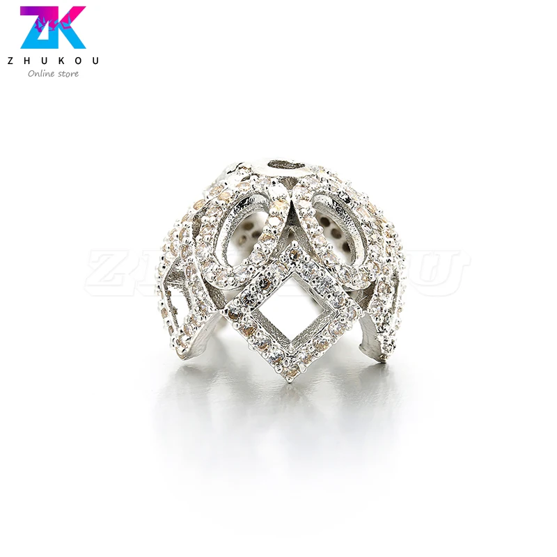 

14*11mm Glittering Brass Cubic Zirconia Crown Tassel Caps Diy Jewelry Necklace Findings Accessories Bracelet, Model:VM24