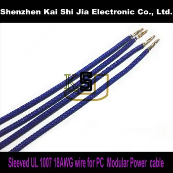 

New Single sleeved Modular Power Supply cable wire with UL 1007 18AWG Female to Female PC Wire - Blue