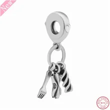 925 стерлингового серебра любовь паста кулон бусины особенности дарфалле Fusilli вилка DIY Fit PANDORA Подвески для женщин ювелирных изделий FL803