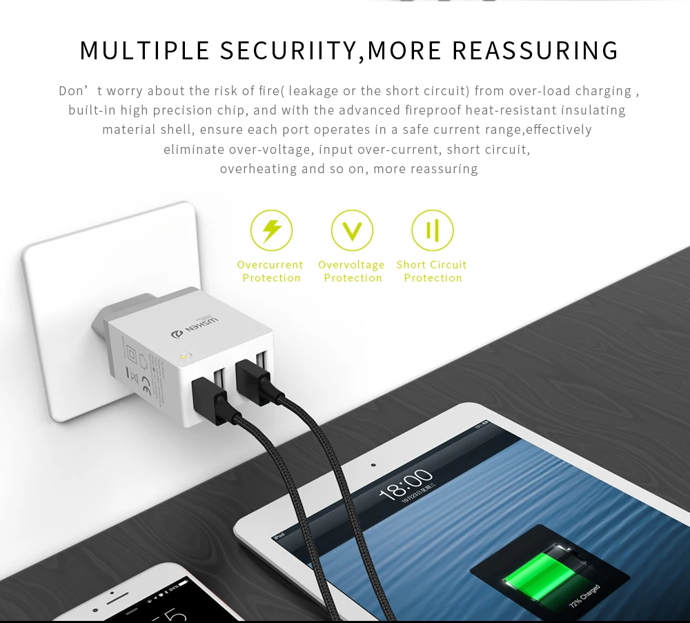 Зарядное устройство WSKEN с 4 USB портами 2 1 А|wall charger|usb chargercharger for phone |