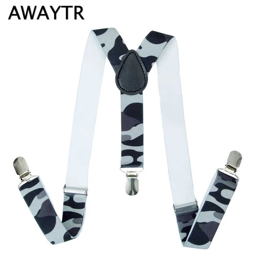 AWAYTR Suspender Baby Boy Suspenders Print Elastic Braces 3 Clips 2.5cm