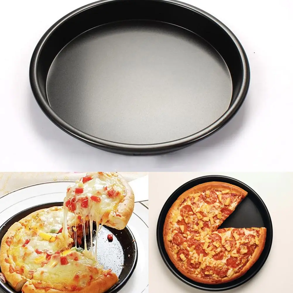 

Five Sizes Aluminum Non-stick Round Deep Pizza Tray Smooth Surface Home Restaurant Black Pizza Storage Tray Kitchen Pizza Tool