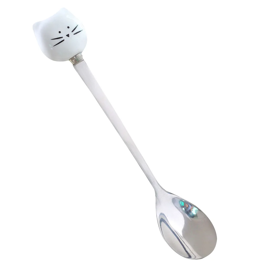 

Baby Feeding Coffee Stainless Steel Cute Ice Cream Cat Durable Teaspoon