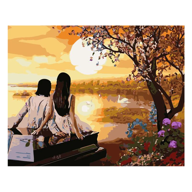 Закат для влюбленных Piano.40x50cm Раскраска по номерам сделай сам wall Art Гостиная