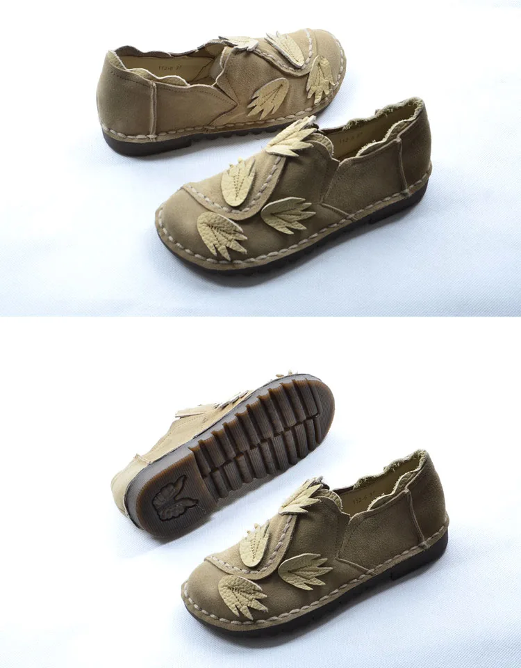 HUIFENGAZURRCS-Национальная обувь ручной работы из натуральной кожи; художественная и художественная женская обувь; тонкие туфли для отдыха на плоской подошве