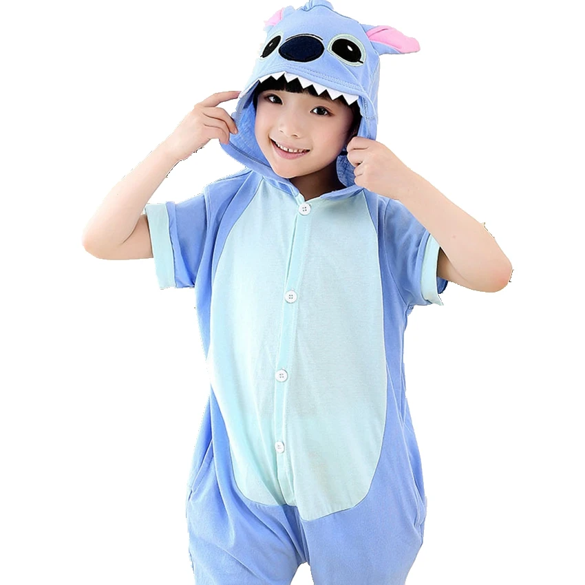 Officier lager eer Summer Animal Anime Stitch Cosplay Costume Cotton Pajamas Halloween Boy  Girl Children Short Pyjama Onesie Kids Pijama Hoodie - Cosplay Costumes -  AliExpress