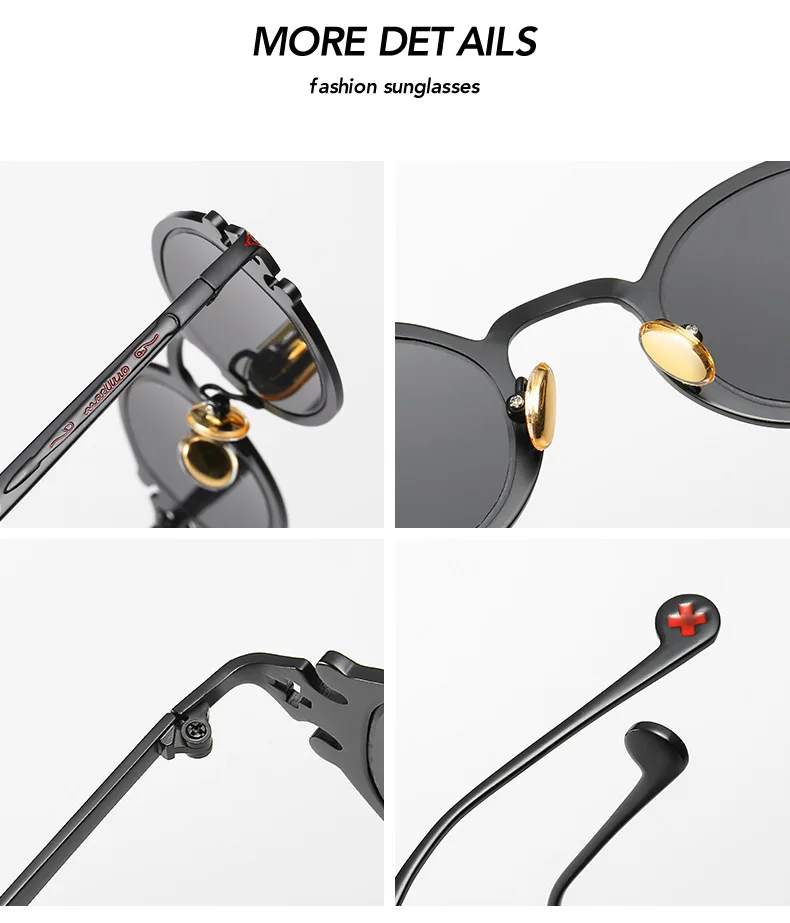 2019 New Small Oval Punk Sunglasses Women Brand Design 2019 Metal Round Vintage Men Sun glasses Goggles UV400