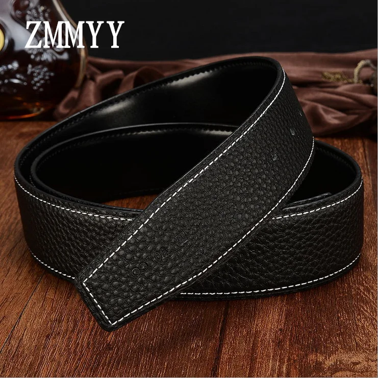 [ZMMYY] (No Buckle,only belt)classic cowskin Genuine Leather 3.8 cm Belts Designer Belts Men ...