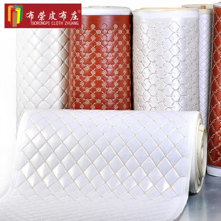  Embroidered soft pack leather fabric sponge European bedroom bed backrest sliding door decoration T