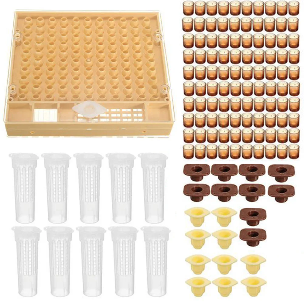 

Durable 100 Cell Cups Practical Beekeeping Tool Kit Apiculture Helper Queen Rearing System Catcher Cage Pet Supplies Yellow